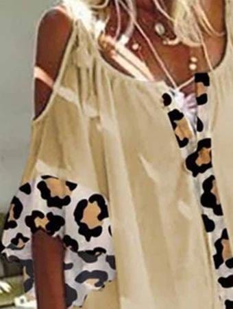 Loose Leopard Print Stitching Mini Dresses