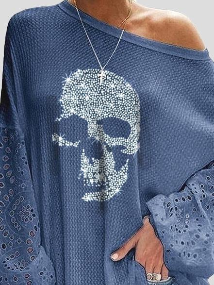 Skull Lace Printed Loose Fit T-shirt