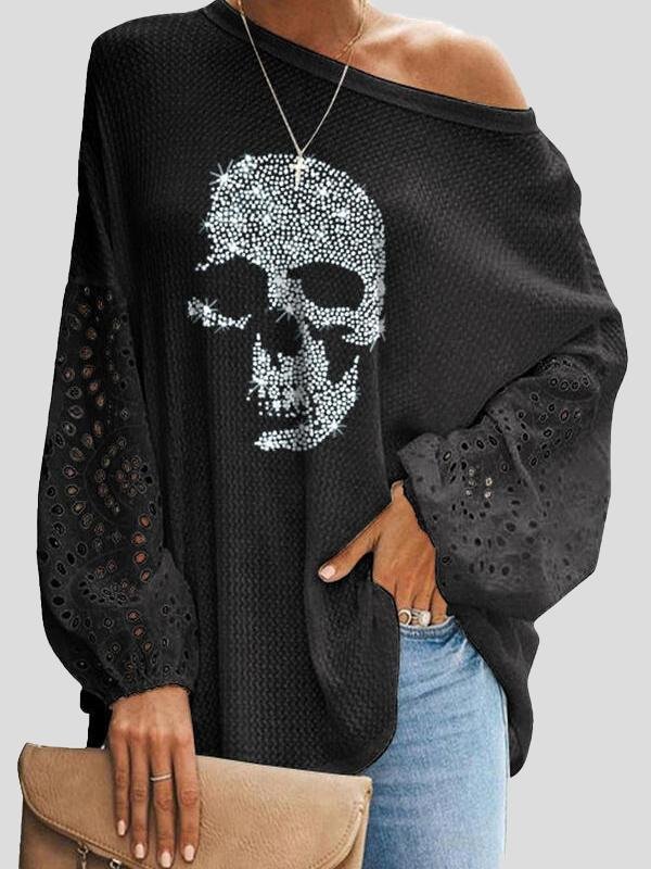 Skull Lace Printed Loose Fit T-shirt