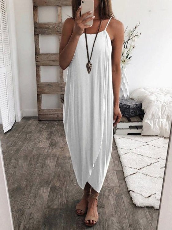 Loose Solid Knitted Irregular Dress