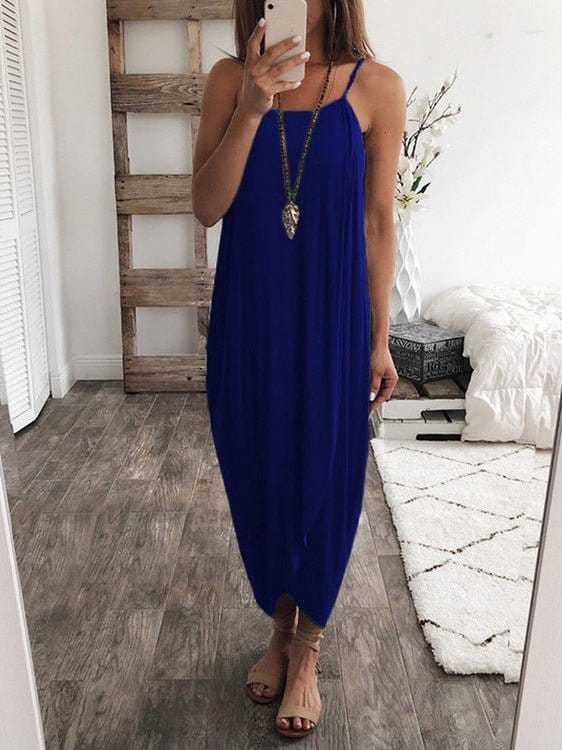 Loose Solid Knitted Irregular Dress