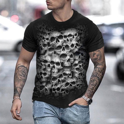 Men's Shirt T shirt Tee Tee Retro Shirts Skull Graphic Prints Round Neck Clothing Apparel 3D Print Street Daily Short Sleeve Print Designer Retro Vintage Casual