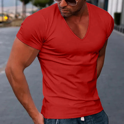 Men's T shirt Tee Tee Top Plain V Neck Street Vacation Short Sleeves Clothing Apparel Designer Basic Modern Contemporary
