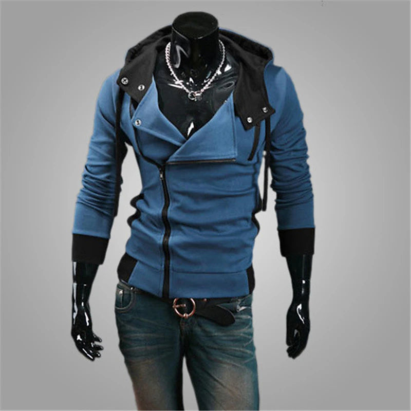 Men's Spring Fall Solid / Plain Color Active Cool Hooded Medium Regular Slim Black White Red Blue Dark Gray Jacket