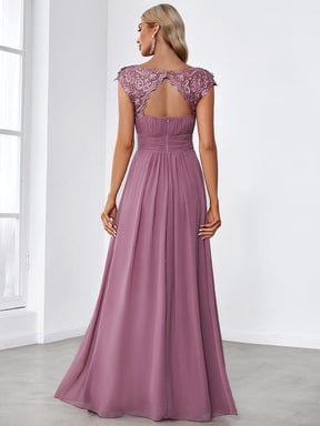 Maxi Lace Cap Sleeve Long Formal Evening Dress