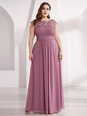 Maxi Lace Cap Sleeve Long Formal Evening Dress