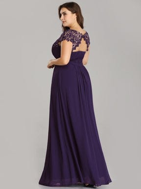 Maxi Lace Cap Sleeve Long Formal Evening Dress