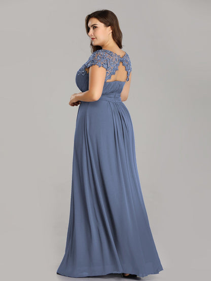 Maxi Lace Cap Sleeve Long Formal Evening Dress