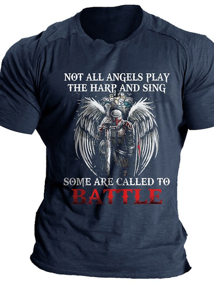 Memorial Day Mens Graphic Shirt Tee Faith Cotton Blend Shirts Letter Templars Prints Crew Neck Black Blue Army Green Outdoor Casual Short Sleeve Knight Gothic Battle Not All Angels Play The Harp And S