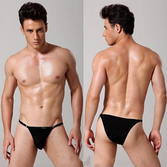 3 Pack Men's Nylon Briefs in Neutral and Black Colors