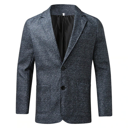 Stylish Men's Tweed Plaid Evening Blazer with Long Sleeves