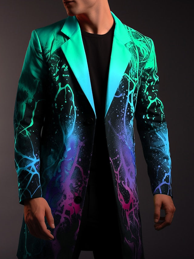 Business Professional Abstract Men's Printed Coat - Ideal for Work and Going Out