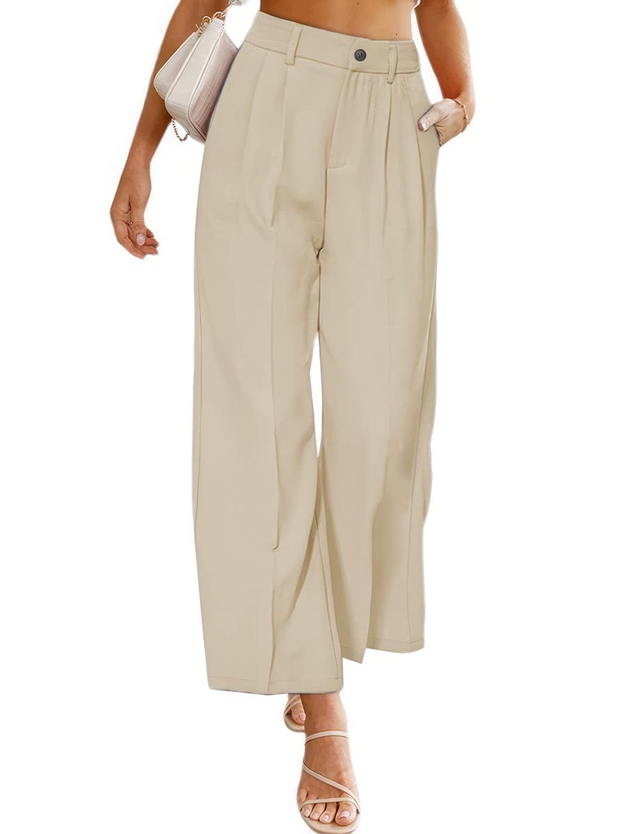 Casual Wide High Waist Button Pocket Pants TRO2304180018BEIS Beige / 2 (S)