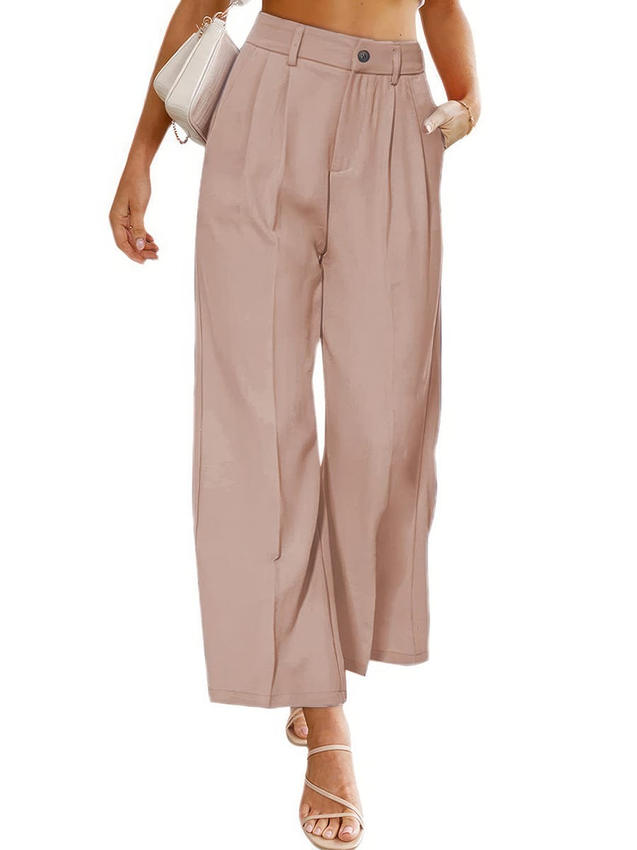 Casual Wide High Waist Button Pocket Pants TRO2304180018PINS Pink / 2 (S)