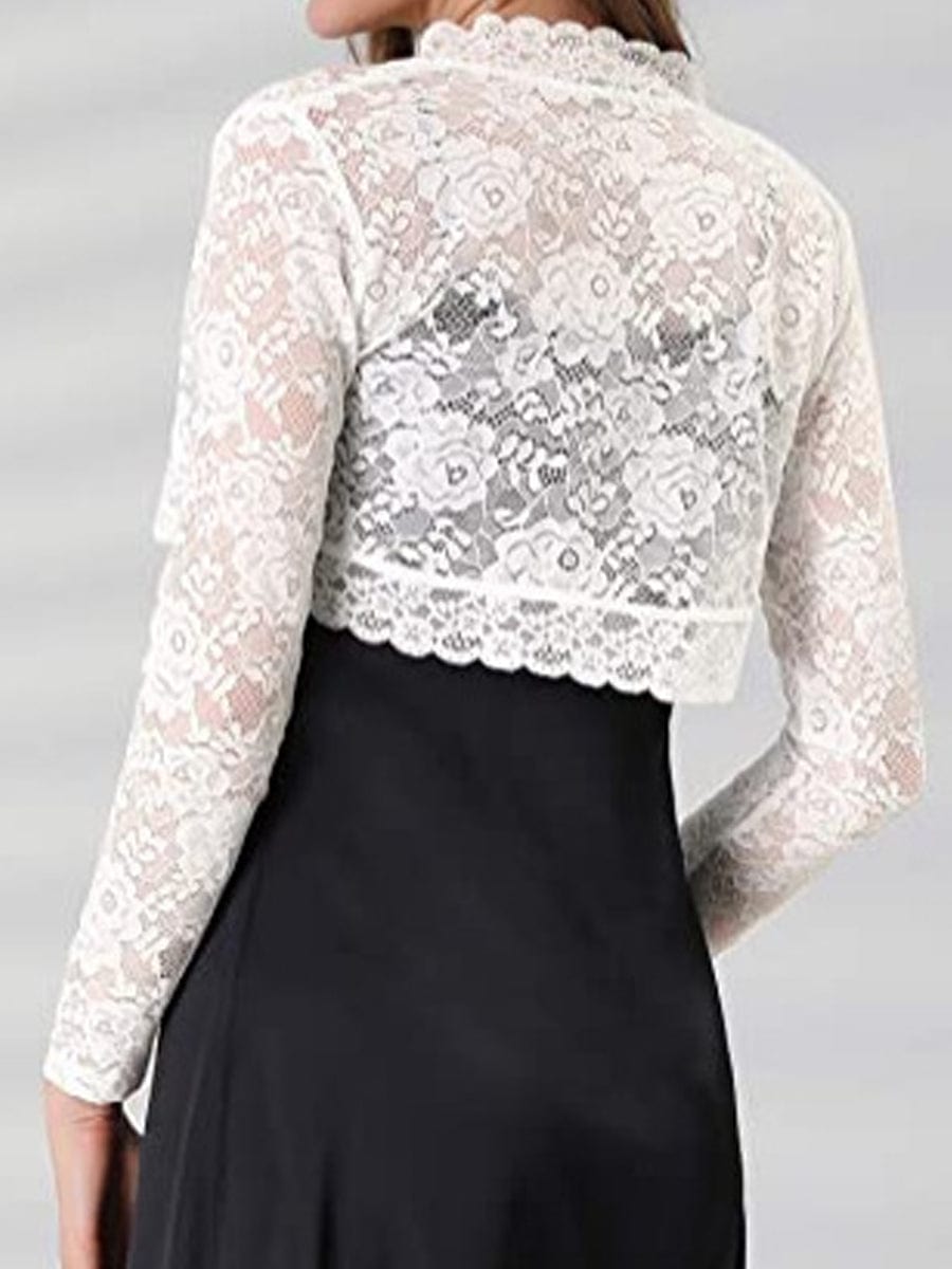 Elegant Crop Sheer Floral Lace Bolero Shrug Cardigan