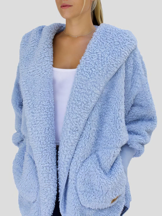 Fashion Furry Hooded Pocket Coat COA2111111298BLUS Blue / 2 (S)