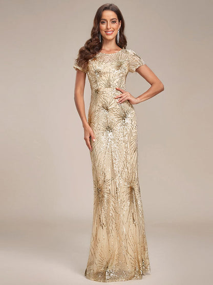 Fireworks Embroidered Sequins Backless Bodycon Evening Dress DRE230912A7808GDL4 Gold / 4