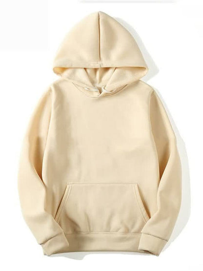 Fleece Oversized Drop Shoulder Workout Pullover Long Sleeve Hoodie HOO2308050032BEIS Beige / 2(S)