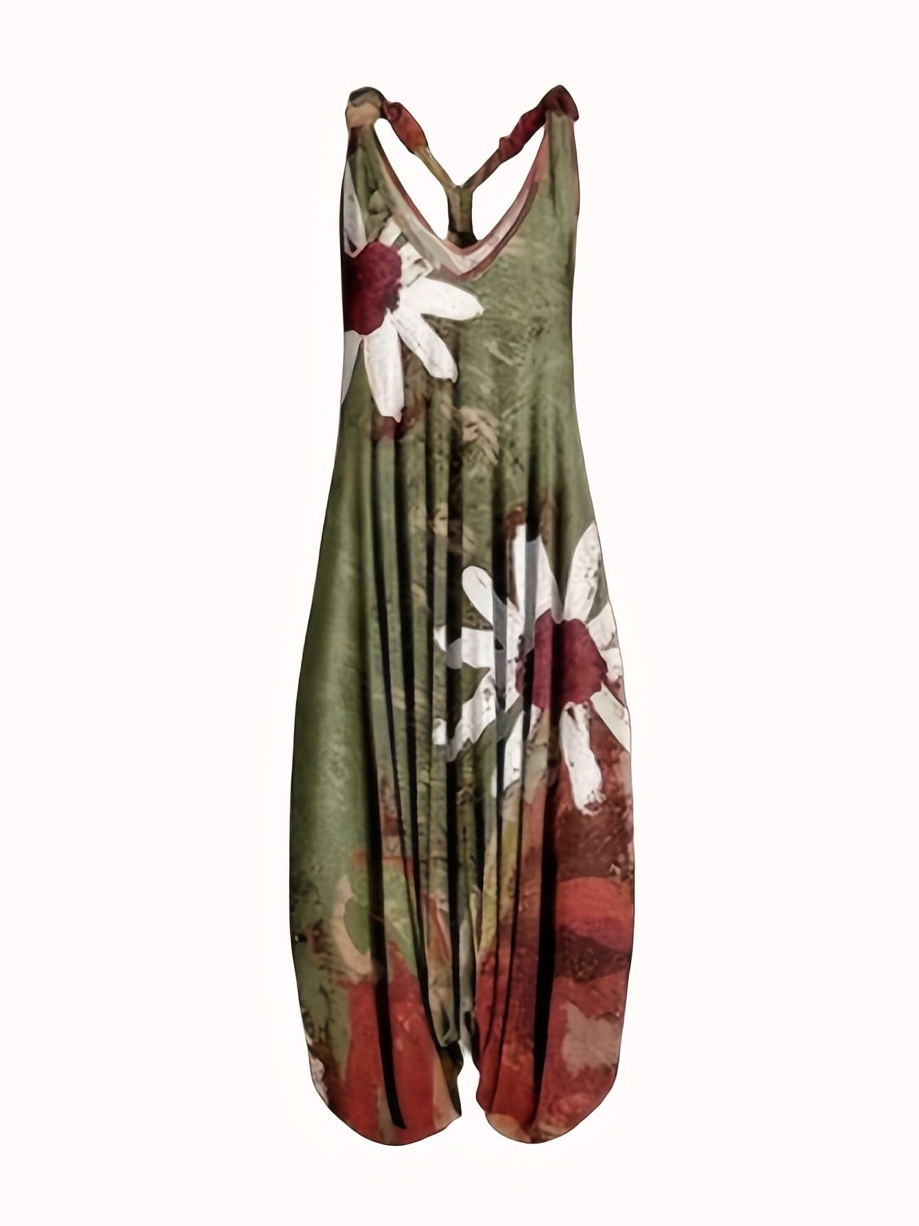 Floral Print Sleeveless Wide-Leg Casual Jumpsuit JUM231012083OLIS(4) Olive / S(4)