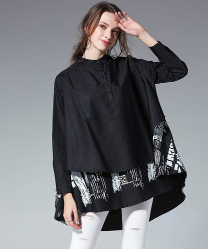 Loose Fashion Versatile Printed Blouse BLO2303160035BLAL Black / 8/10 (L)