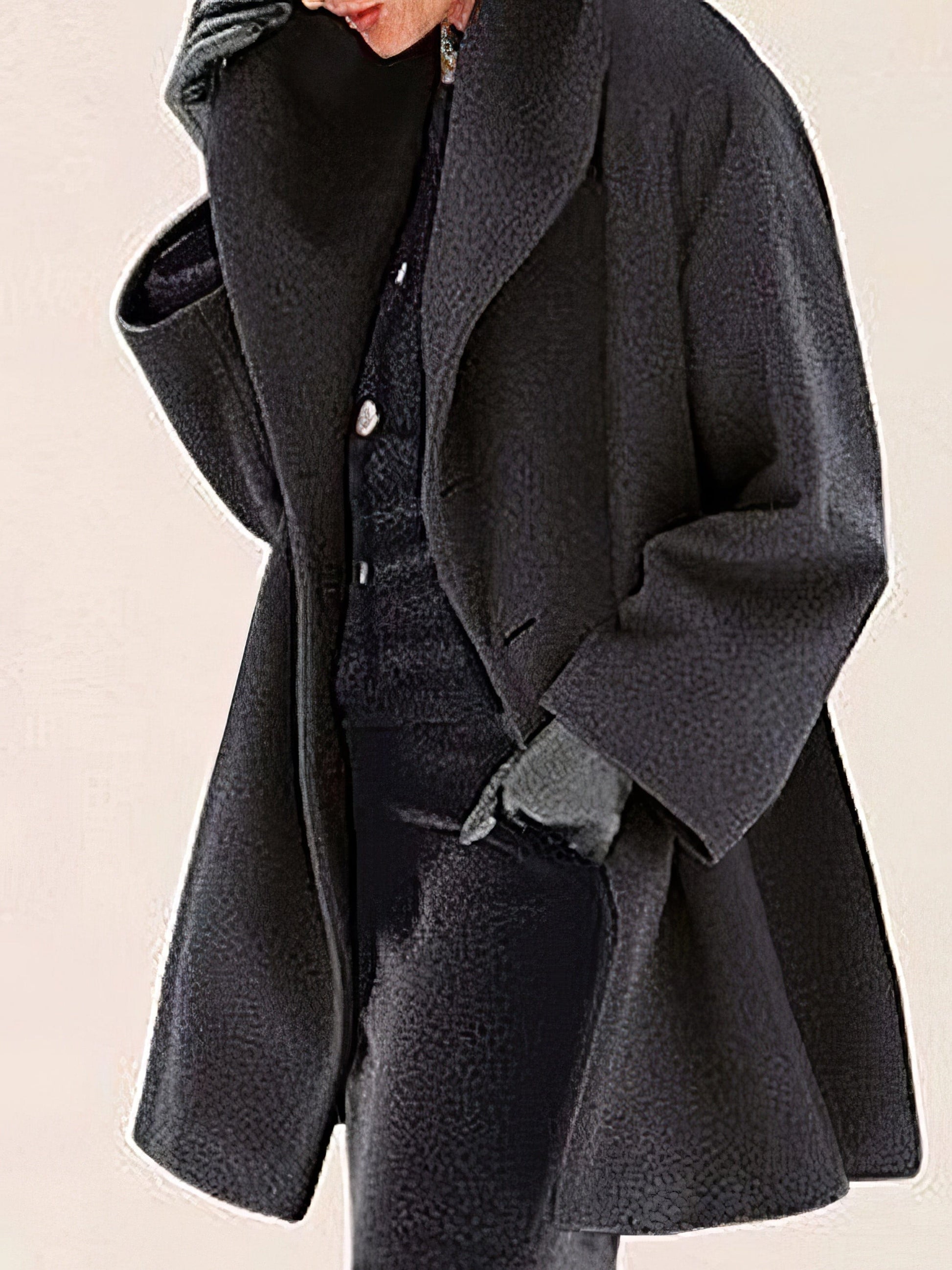 Loose Solid Button Hooded Woolen Coat COA2109161155BLAS Black / 2 (S)