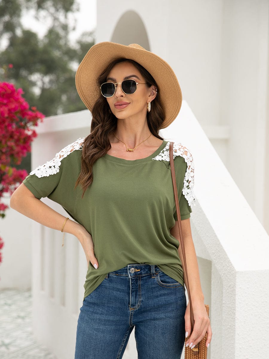 Round Neck Loose Solid Color Short-Sleeved T-Shirt