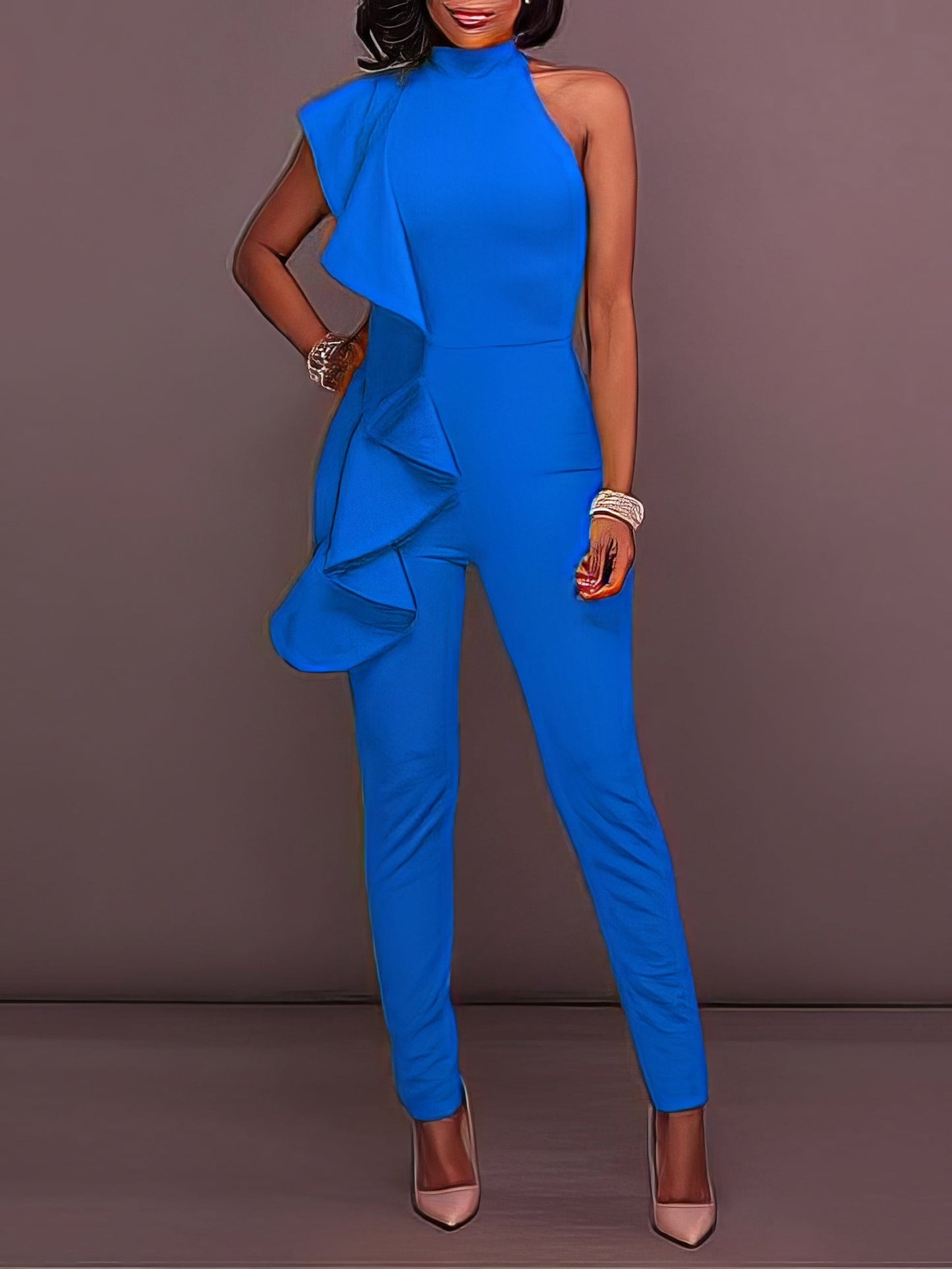 Ruffled Sleeveless Elegant Jumpsuit JUM2107011155BLUS Blue / 2 (S)