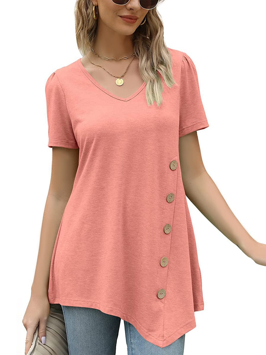 Short Sleeve V Neck Loose Casual T-Shirt