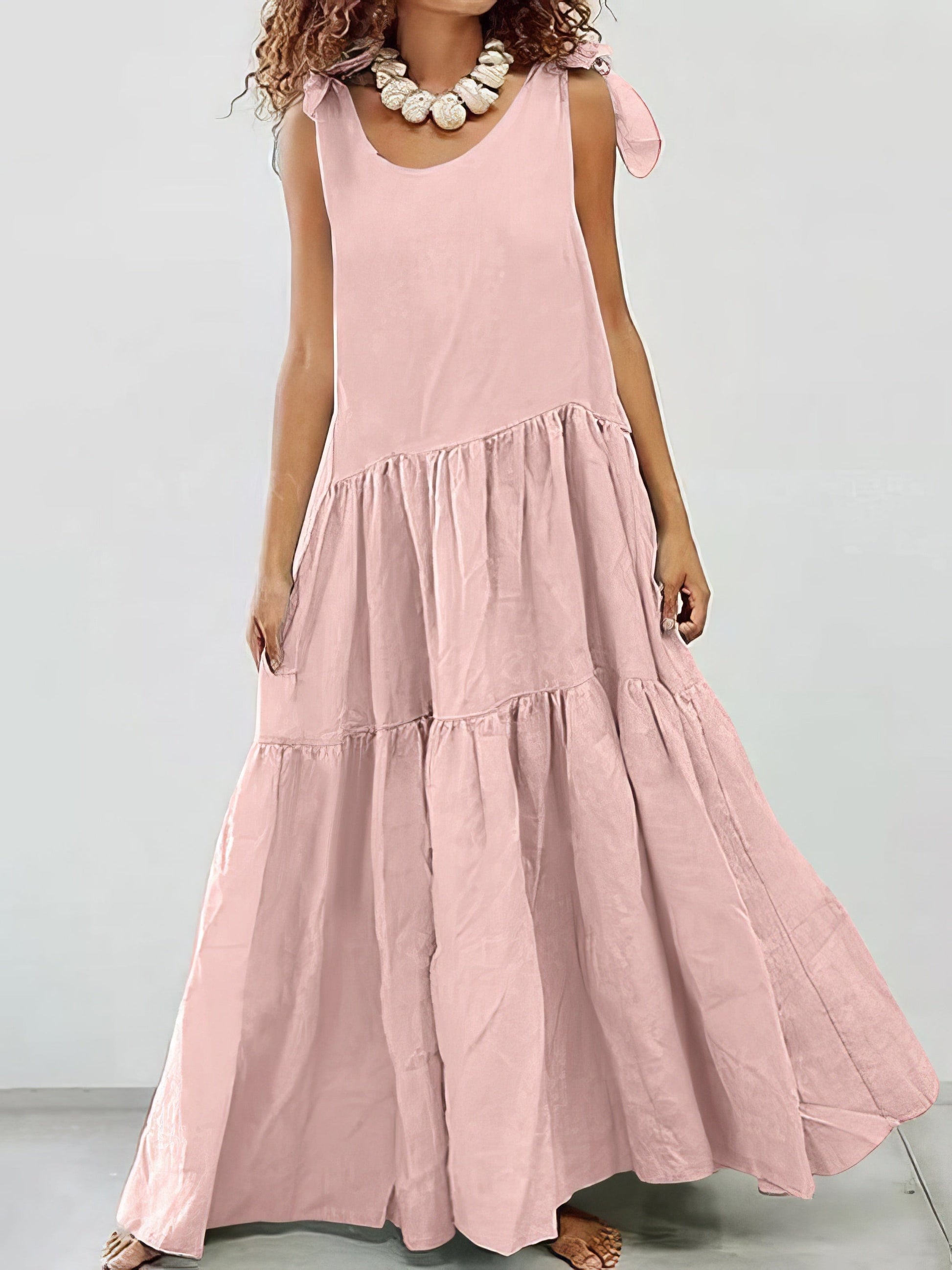 Sling Round Neck Bohemian Sleeveless Dress DRE2112303224PINS Pink / 2 (S)