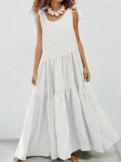 Sling Round Neck Bohemian Sleeveless Dress DRE2112303224WHIS White / 2 (S)