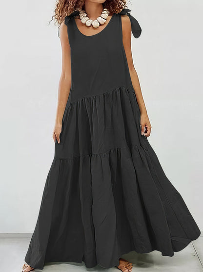 Sling Round Neck Bohemian Sleeveless Dress DRE2112303224BLAS Black / 2 (S)
