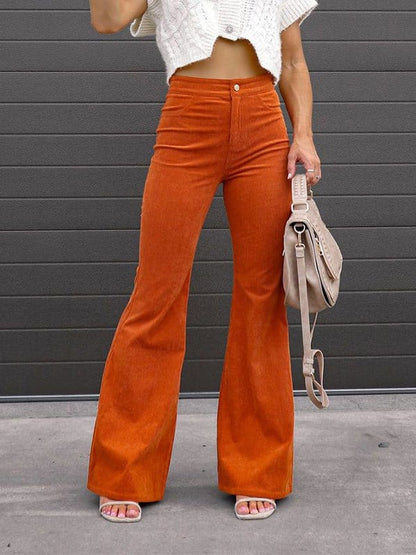 Solid Color Mid Waist Slim Micro Flare Pants TRO230103001ORAS Orange / 2 (S)