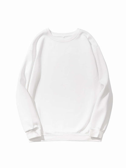 Solid Drop Shoulder Sweatshirt SWE210311244WHIS White / 2 (S)