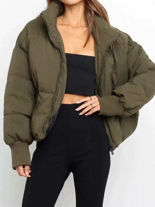 Solid Loose Short Down Jacket COA2211031454AGREXS Olive / XS