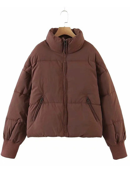 Solid Loose Short Down Jacket COA2211031454BROXS Brown / XS