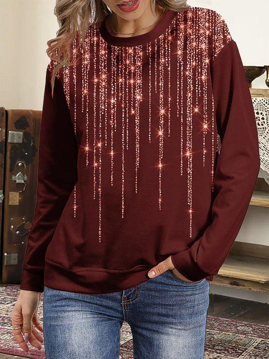 Starry Round Neck Long Sleeve T-Shirt