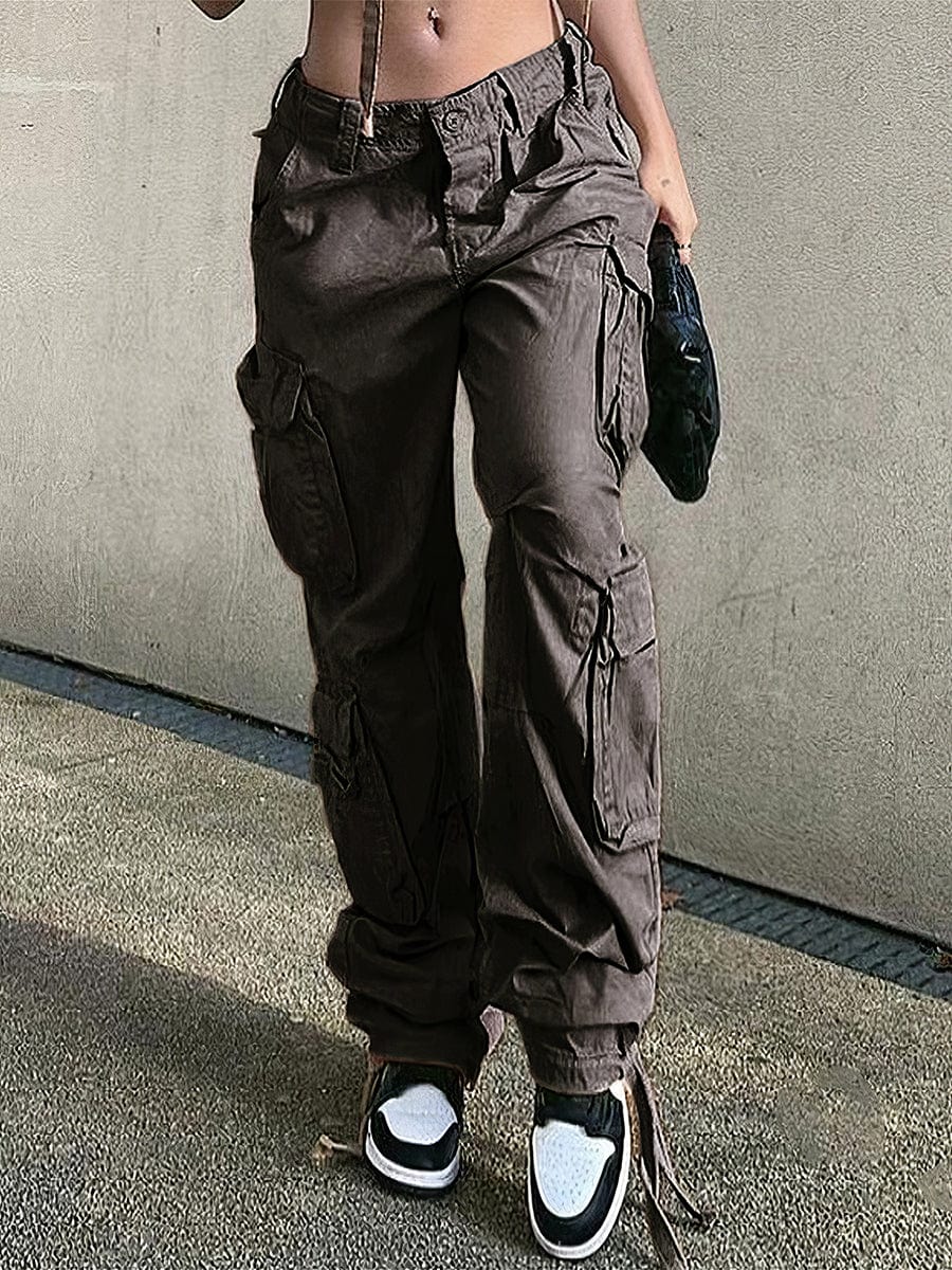 Street Hip Hop Style Denim Workwear Casual Pants TRO2304050008GRYS Gray / 2 (S)