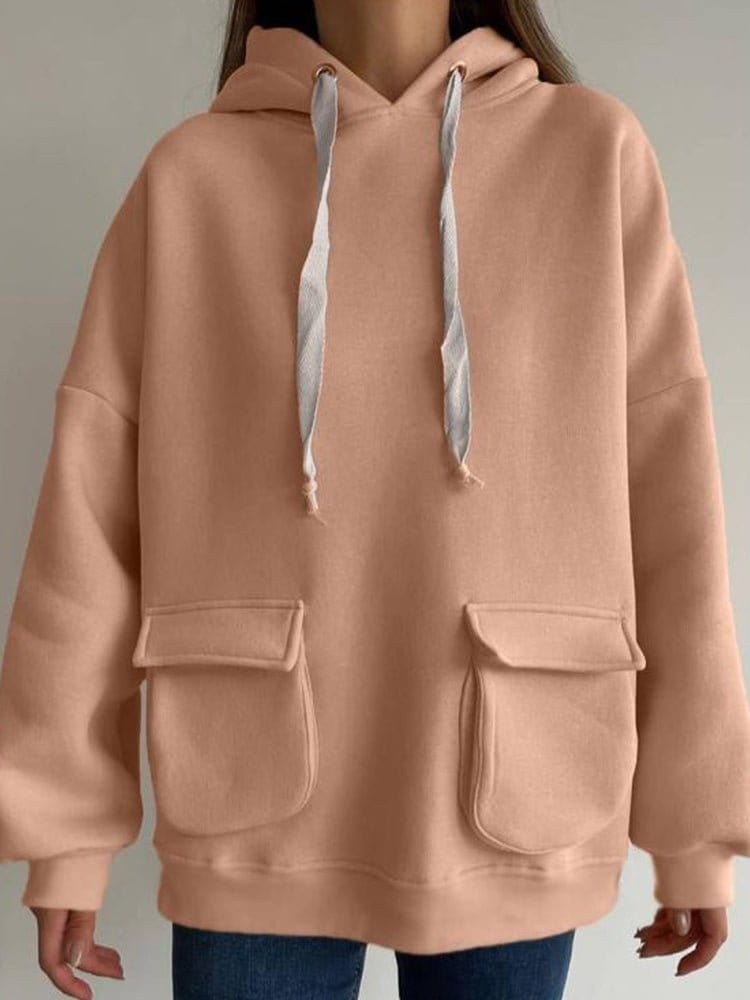 Sweater Loose Casual Long Sleeve Hoodie HOO2212211413DPINS Pink / 2 (S)