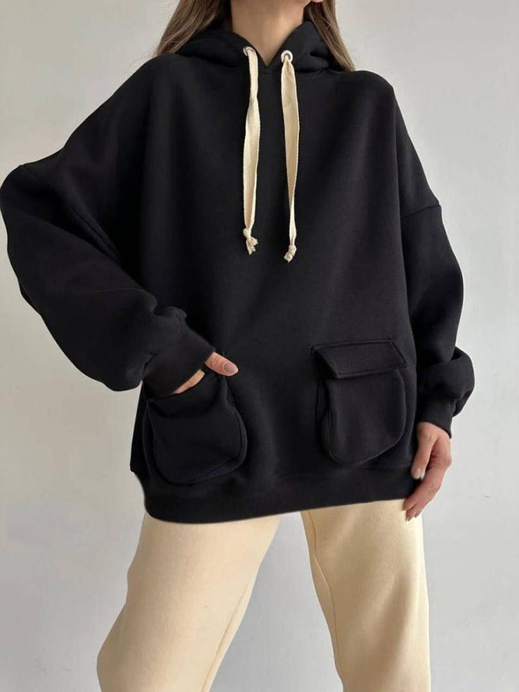 Sweater Loose Casual Long Sleeve Hoodie HOO2212211413BLAS Black / 2 (S)