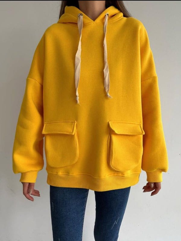 Sweater Loose Casual Long Sleeve Hoodie HOO2212211413YELS Orange / 2 (S)