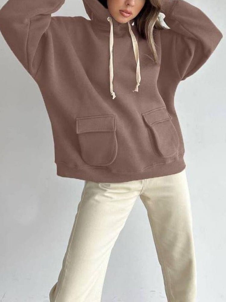 Sweater Loose Casual Long Sleeve Hoodie HOO2212211413KHAS Khaki / 2 (S)