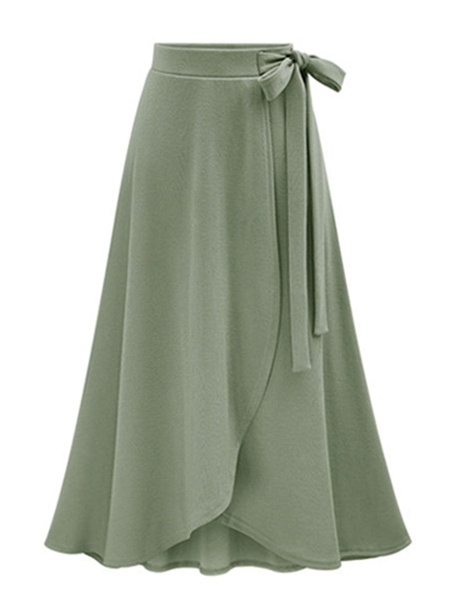 Tie Waisted A-Line Wrap Midi Dress DRE2307180309GREM Green / 4/6 (M)
