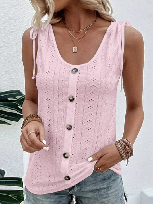 V-Neck Slimming Commuter Solid Color Tank Top TAN2306010032PINS Pink / 2 (S)