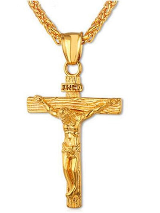 Unisex Timeless Alloy Cross Pendant Necklace for Christmas and Daily Wear