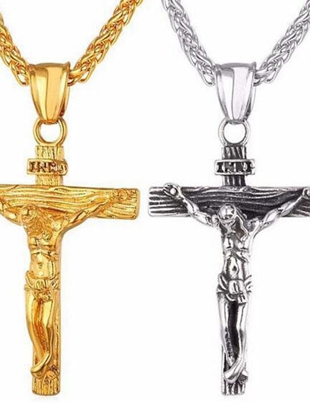 Unisex Timeless Alloy Cross Pendant Necklace for Christmas and Daily Wear