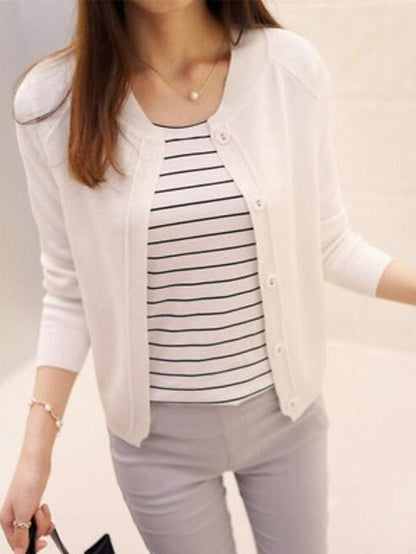 Women's Cardigan Knitted Button Pure Color Stylish Basic Casual Long Sleeve Regular Fit Sweater Cardigans Open Front