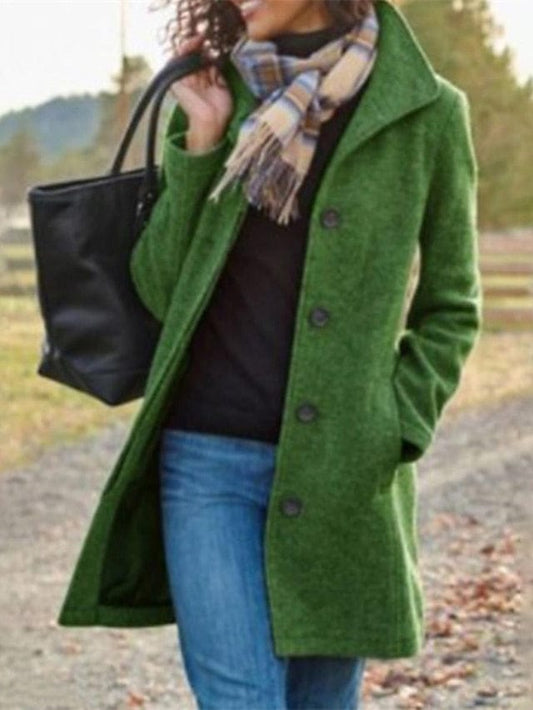 Women's Coat Casual Daily Street Style Smocked Outdoor Street Vacation Going Out Polyester Long Coat Winter Fall Green MS2311532006S Green / S