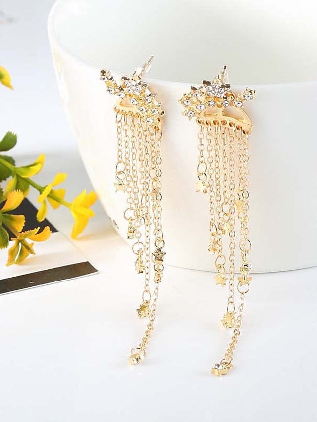 Women's Starry Chain Earrings in Silver and Gold