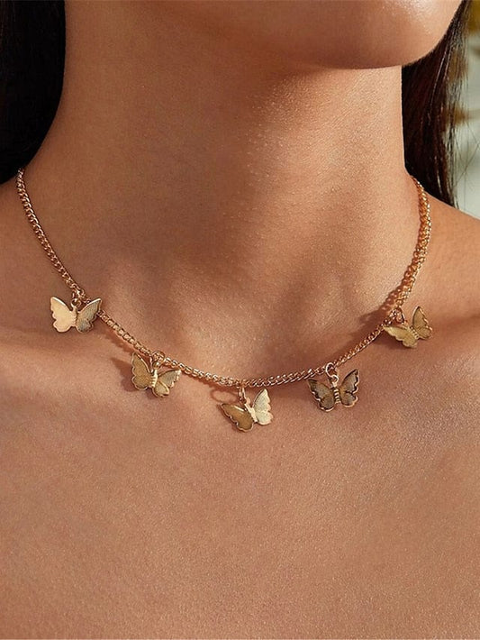 Butterfly Charm Gold Necklace for Women's Outdoor Fashion