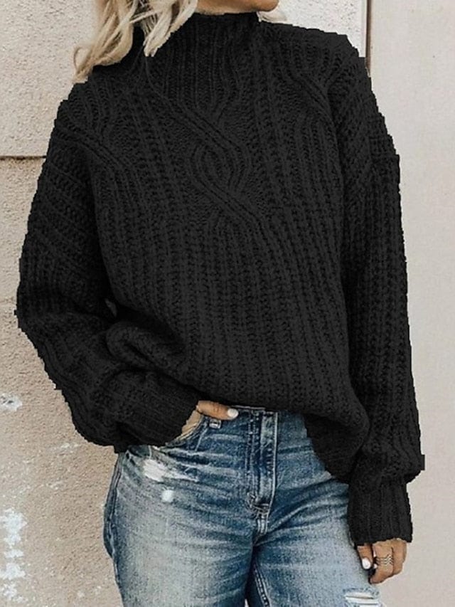 Women's Sweater Pullover Jumper Knitted Solid Color Stylish Vintage Style Casual Long Sleeve Loose Sweater Cardigans